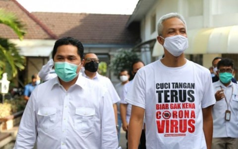 Menteri BUMN Erick Thohir dan Gubernur Jawa Tengah Ganjar Pranowo. MI/Haryanto