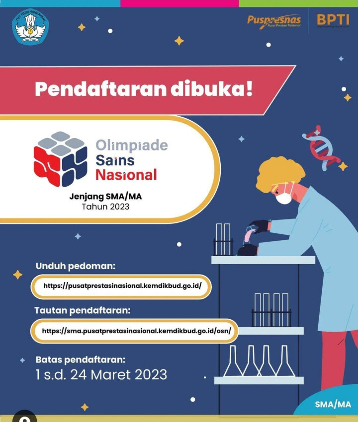 Pendaftaran OSN 2023 Dibuka, Khusus Pelajar Jenjang SMA/MA