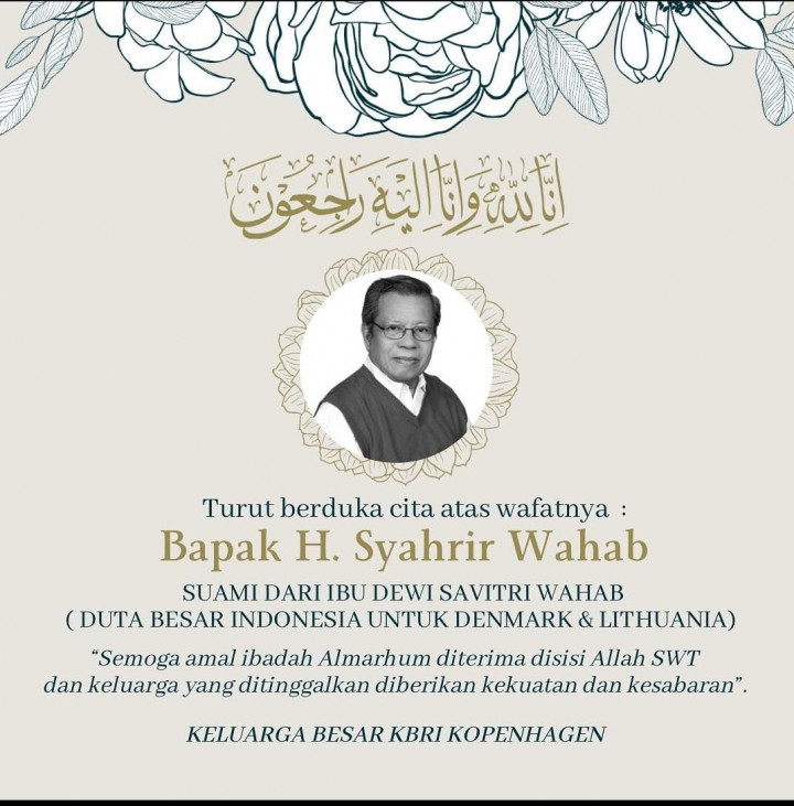 Berita Duka, Suami Dubes RI di Denmark Meninggal Dunia