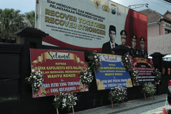 Polresta Malang Kota Banjir Karangan Bunga Usai Tangkap Wahyu Kenzo