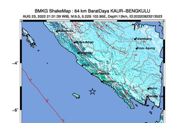 Gempa Magnitudo 4,9 Guncang Bengkulu