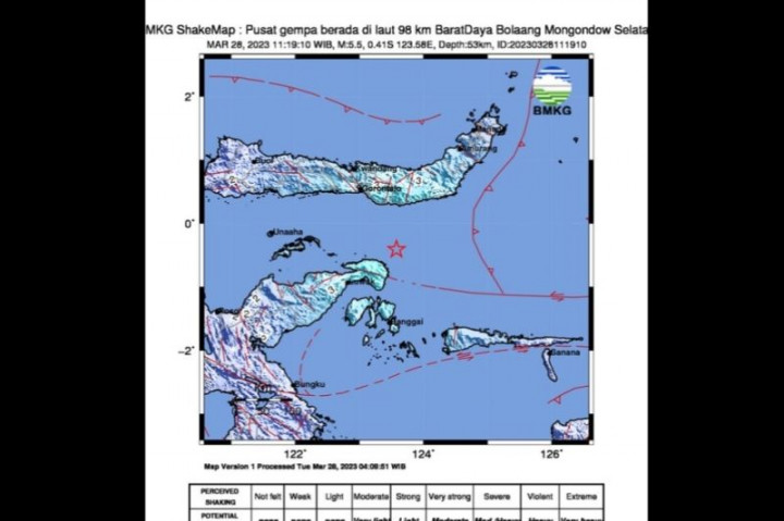 Deformasi Batuan Lempeng Sangihe Picu Gempa M5,5 di Sulteng
