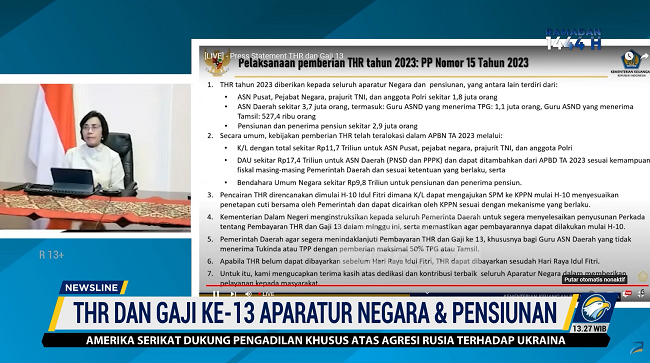 THR dan Gaji ke-13 Aparatur Negara dan Pensiunan Cair H-10