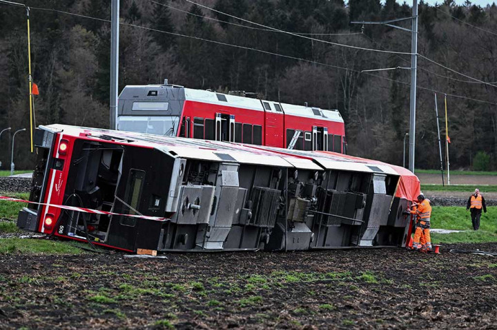 15 Terluka Saat 2 Kereta Swiss Tergelincir akibat Badai
