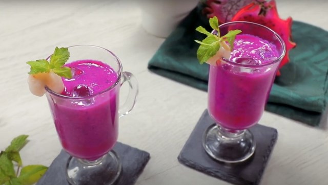 Buka puasa dengan jus naga dengan buah leci, segar dan penuh manfaat. (Foto: Dok. Endeus TV)