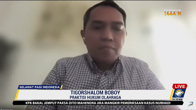 Praktisi hukum olahraga, Tigorshalom Boboy. Foto: Metro TV