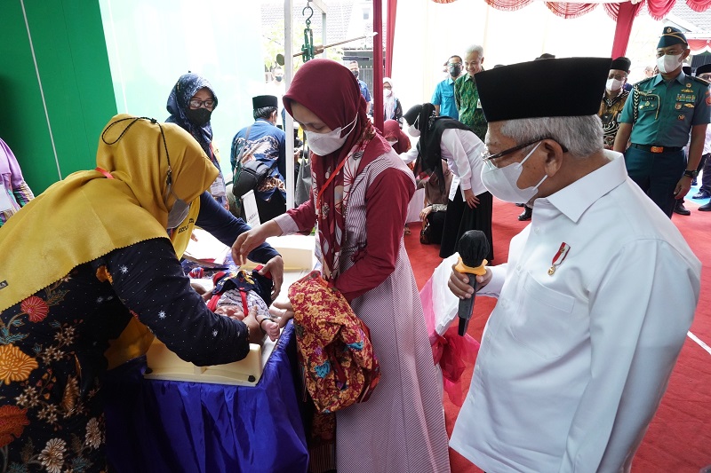 Wapres Ma'ruf Amin meninjau stunting di Demak, Jateng. (Foto: BPMI Setwapres)