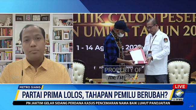 Partai Prima lolos, tahapan pemilu berubah? Foto: Dok/Screenshot Metro TV