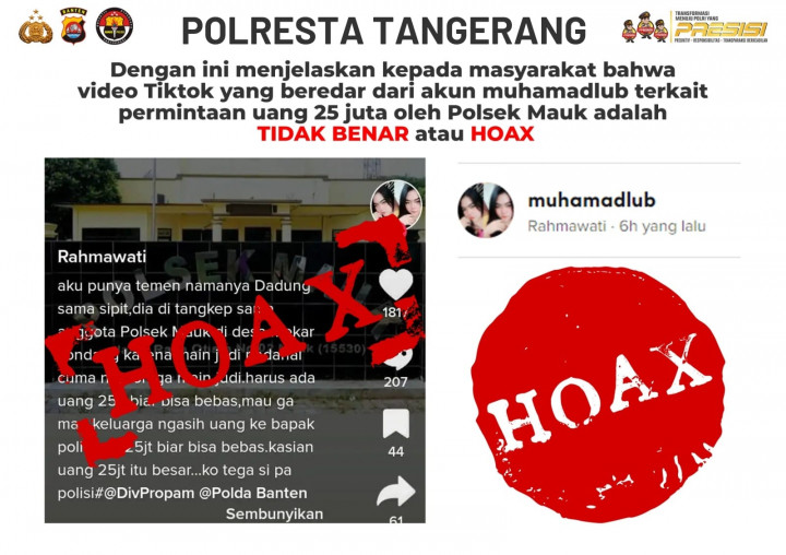 Polisi Bantah Minta Uang Pelicin Lepas Pelaku Kasus Judi di Mauk Tangerang