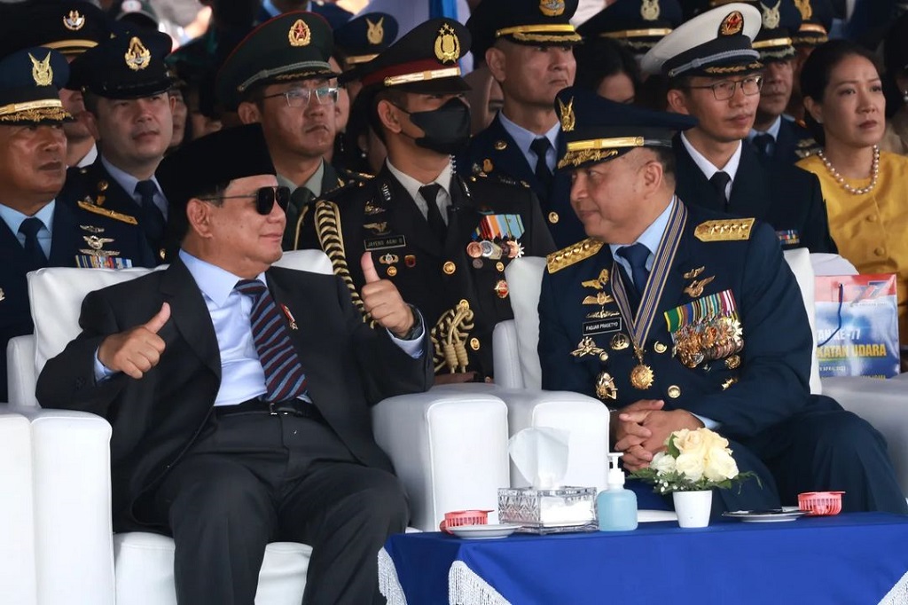 Menhan Prabowo Hadiri Peringatan HUT ke-77 TNI AU