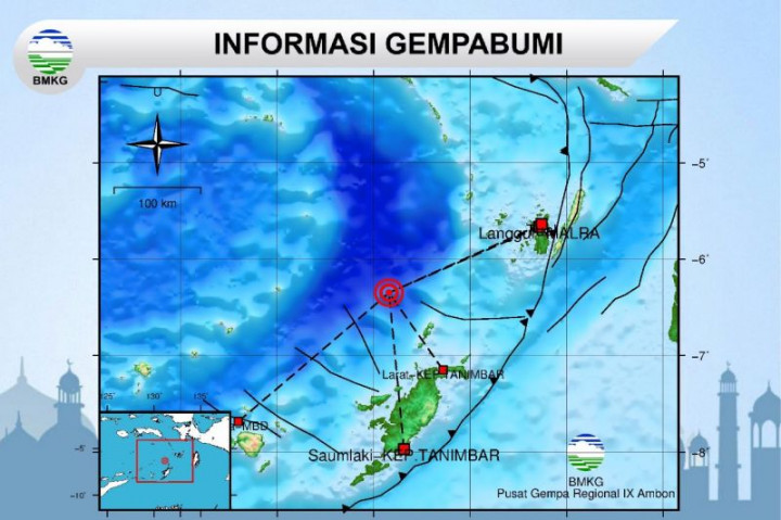 Gempa Magnitudo 5,0 Guncang Kabupaten Kepulauan Tanimba