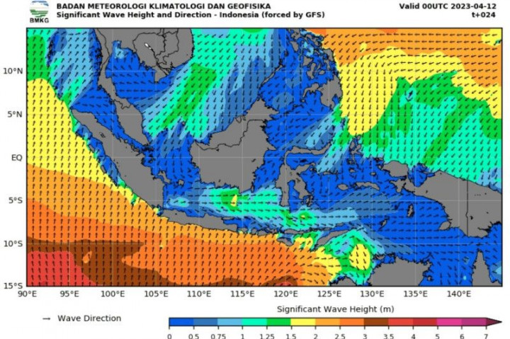 BMKG: Waspada Gelombang Tinggi di Sejumlah Perairan Indonesia pada 13-14 April