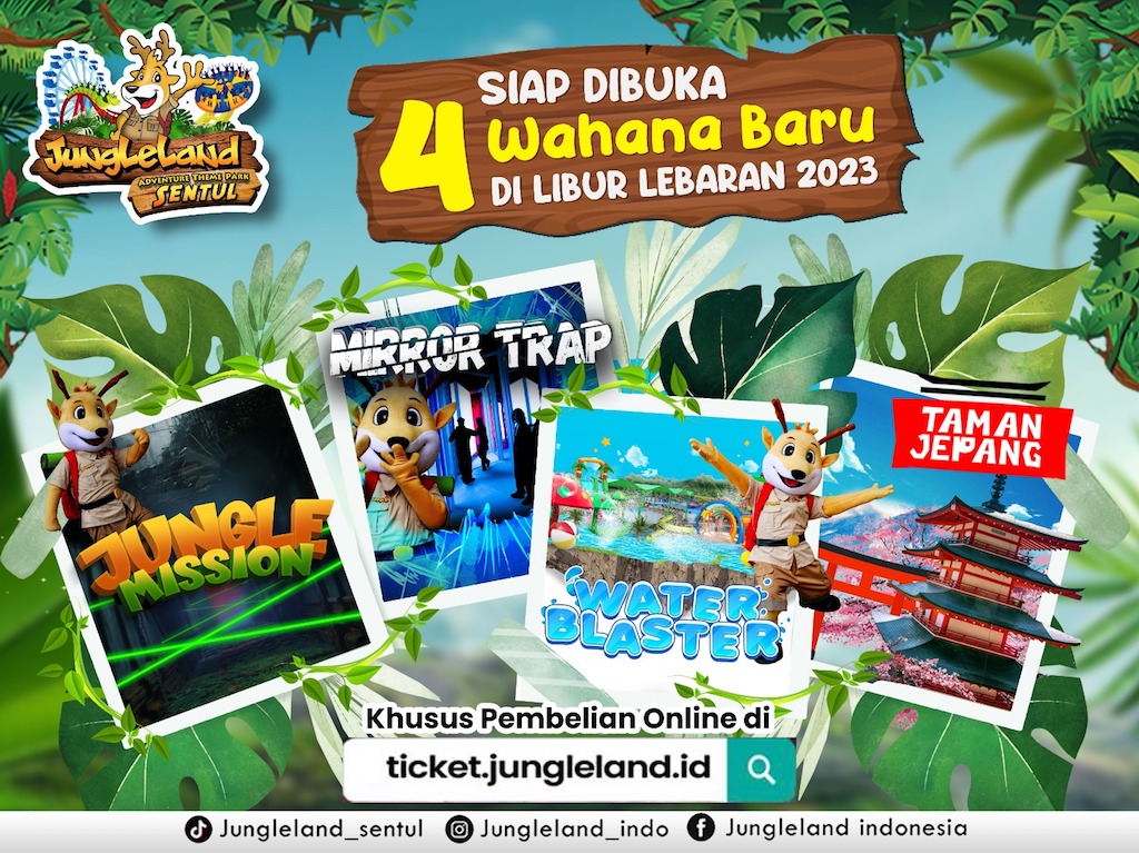 Empat wahana baru di Jungleland yaitu Water Blaster, Mirror Trap, Jungle Mission, dan Taman Jepang (Foto:Dok.Jungleland)