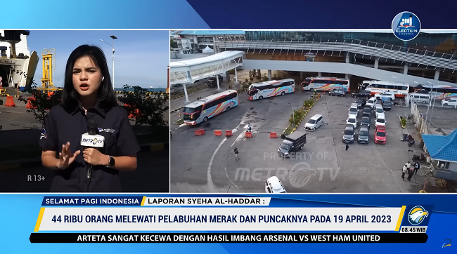 Sebanyak 55 ribu kendaraan telah menyebrang di Pelabuhan Merak. Foto: Dok/Screenshot Metro TV