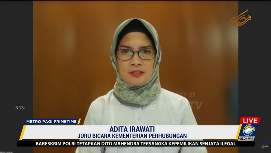  Juru bicara Kementerian Perhubungan (Kemenhub), Adira Irawati. Metro TV