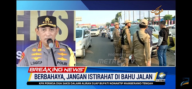 Kapolri Minta Pemudik Tidak Beristirahat di Bahu Jalan