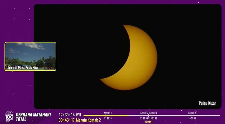 Live Streaming Gerhana Matahari Total. SS: YouTube Bosscha Observatory