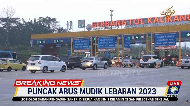 Puncak Mudik 2023, 72 Ribu Kendaraan Lewati Gerbang Tol Kalikangkung