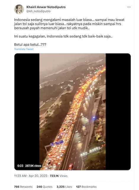[Cek Fakta] Benarkah Ini Video Kemacetan Luar Biasa di Musim Mudik 2023? Simak Faktanya