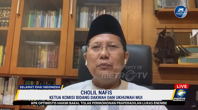 Komisi Bidang Dakwah dan Hukum dan Dakwah MUI Cholil Nafis. Foto: Dok/Screenshot Metro TV