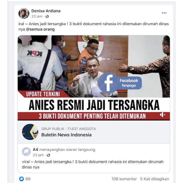 Foto tangkapan layar informasi yang beredar di media sosial