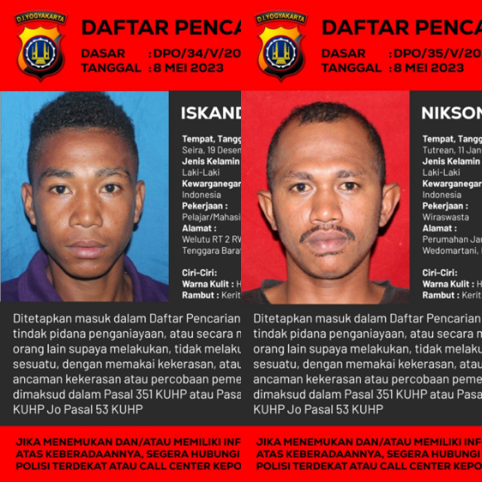 Dua DPO terduga pelaku penganiayaan dan upaya perampasan bermodus mengaku petugas Samsat. Dokumentasi/ Polda DIY