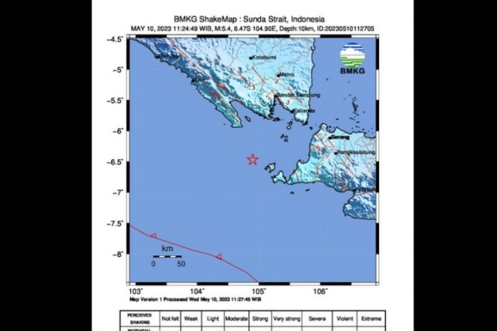 Gempa Magnitudo 5,4 Guncang Wilayah Barat Laut Banten