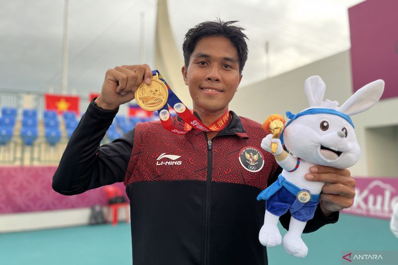 Petenis Indonesia Muhammad Rifqi Fitriadi. (ANTARA/Arnidhya Nur Zhafira)