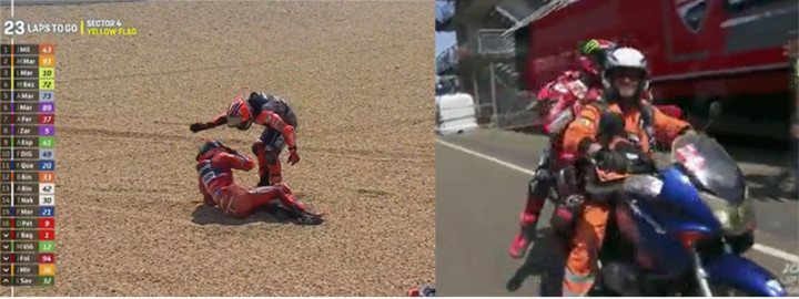 Momen Unik Vinales-Bagnaia <i>Cenglu</i> Usai <i>Crash</i> dan Gelut di Gravel