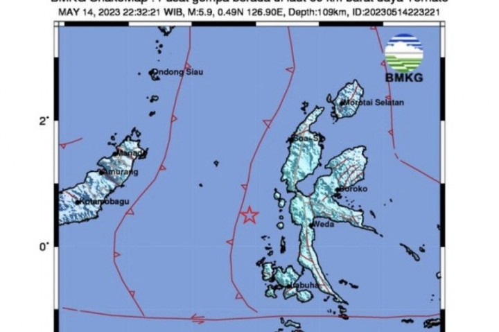 Gempa Magnitudo 5,9 Guncang Ternate