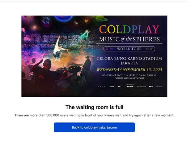 Warganet Ramai Keluhkan Antrean saat <i>War</i> Tiket Coldplay