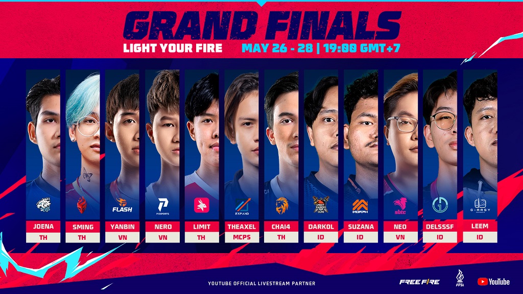 Lineup kapten tim esports di Grand Final Free Fire SEA Invitational.