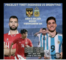 [Cek Fakta] Tiket Timnas Indonesia Vs Argentina Paling Murah Rp1,3 Juta? Cek Faktanya