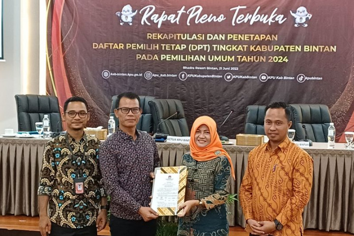 KPU Bintan Tetapkan DPT Pemilu 2024 Sebanyak 123.355 Orang