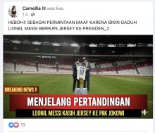 [Cek Fakta] Beredar Video Lionel Messi Berikan Jersey ke Jokowi? Cek Faktanya