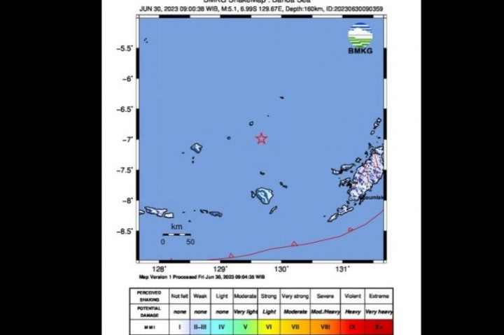 Gempa Tektonik Guncang Laut Banda