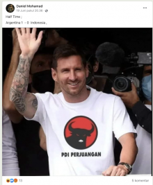 [Cek Fakta] Lionel Messi Pakai Kaus Berlogo PDIP? Ini Faktanya