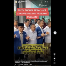 [Cek Fakta] Benarkah Erick Thohir Resmi Jadi Cawapres Prabowo Subianto? Ini Faktanya