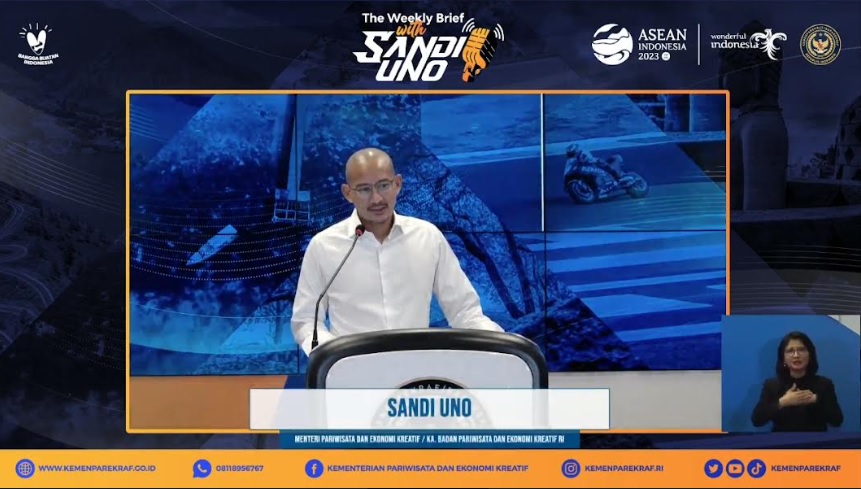 Menparekraf Sandiaga Uno saat The Weekly Brief with Sandi Uno Senin 3 Juli 2023. Dok: Aulia/Medcom