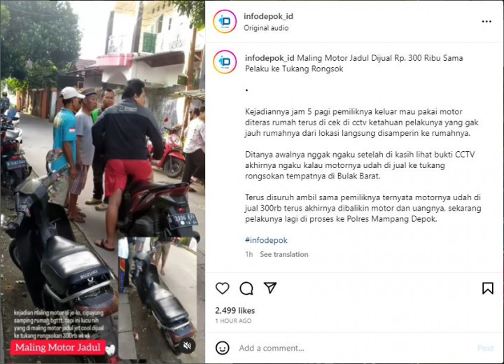 Kocak! Motor Jadul Suzuki RC100 Digondol Maling, Dijual Segini