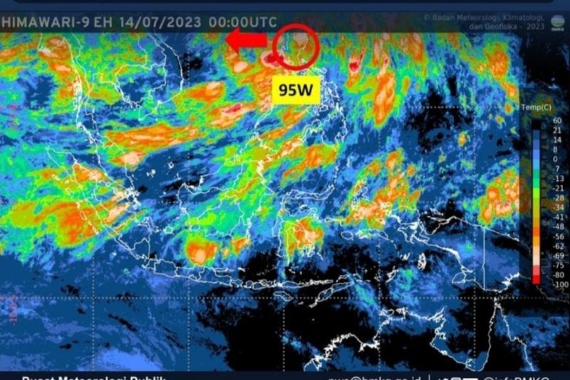 Bibit Siklon 95W Berpotensi Pengaruhi Cuaca di Sejumlah Wilayah Indonesia