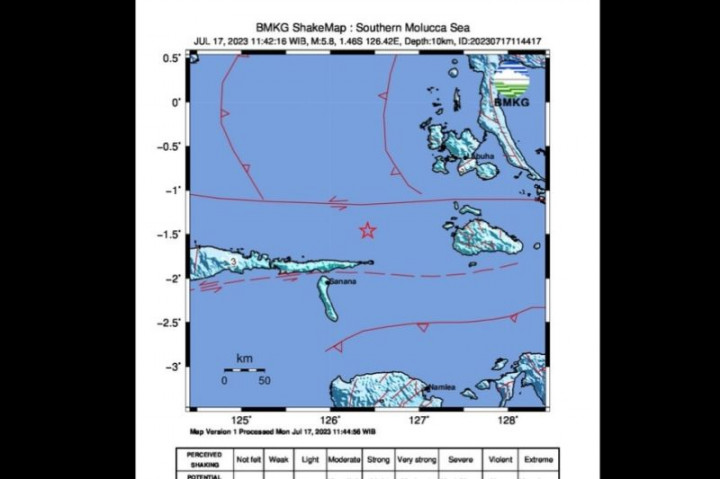 Kepulauan Sula Malut Diguncang Gempa Magnitudo 5,8 Akibat Deformasi Kerak Bumi