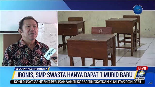 Bak Anak Tunggal, SMP Swasta di Surabaya Hanya Terima 1 Siswa Baru