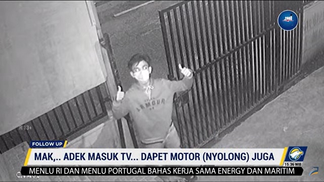 Kocak, Pencuri Motor di Bengkulu Malah Berpose di Depan CCTV