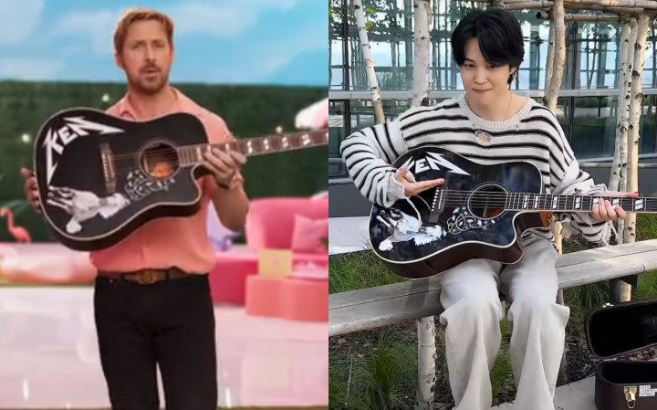 Jimin BTS Pamer Gitar Ken Hadiah dari Ryan Gosling