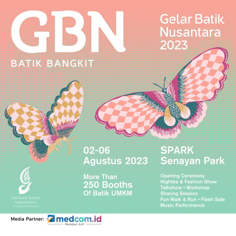 Yayasan Batik Indonesia (YBI) akan menyelenggarakan ?acara besar tahunan mereka, Gelar Batik Nusantara 2023 (GBN 2023) pada 2-6 Agustus 2023. (Foto: Dok. Ist)