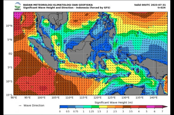 Waspadai Gelombang Tinggi hingga 6 Meter di Perairan Indonesia