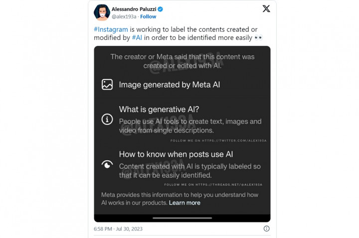 Instagram Kembangkan Label untuk Unggahan AI Generatif
