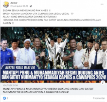 [Cek Fakta] NU dan Muhammadiyah Resmi Dukung Anies Baswedan? Ini Faktanya