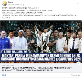 [Cek Fakta] NU dan Muhammadiyah Resmi Dukung Anies Baswedan? Ini Faktanya